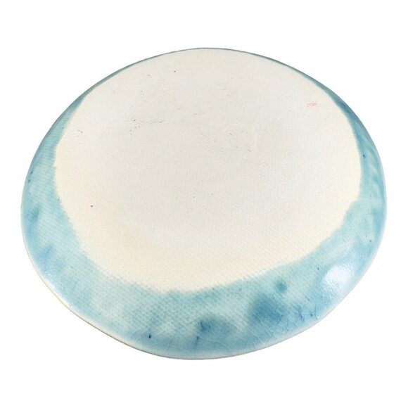 Hand Made Studio Pottery Small Dish Plate Pattern Textured Artist Signed KJ - Picture 6 of 12